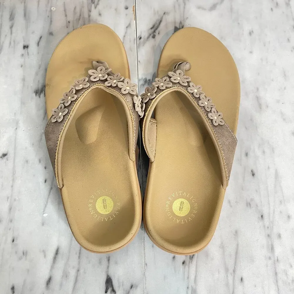 Revitalign Yumi Hampton Bronze Orthotic Thong Sandals Women’s 8W Comfort NWT - Picture 4 of 7